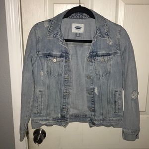Distressed jean jacket